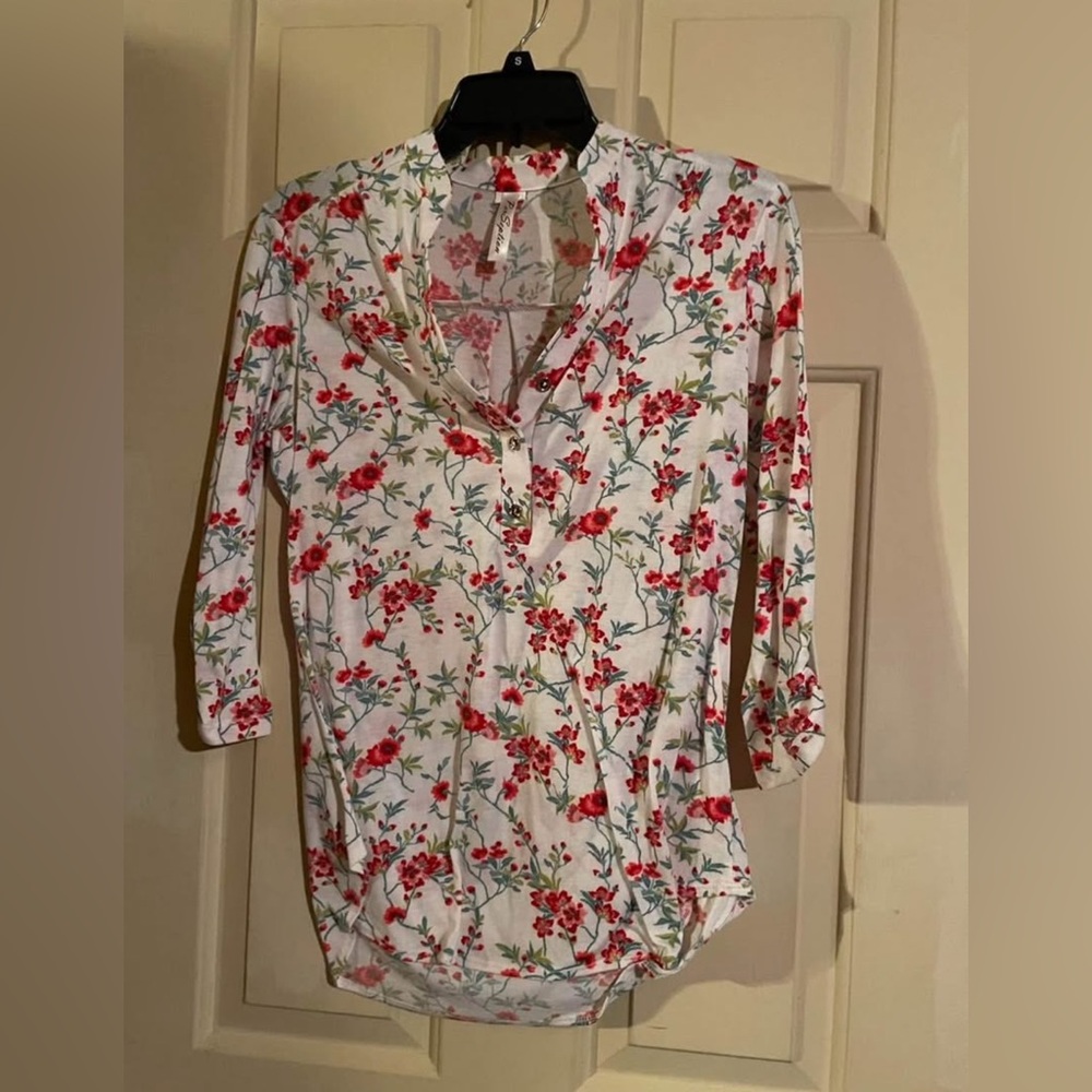 Perseption Red Floral Button Down Shirt